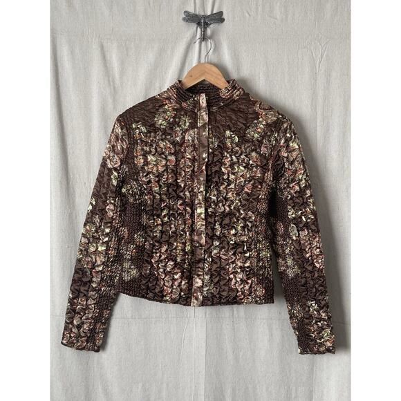 Ruby Rd Womens Whimsigoth Floral Satin Popcorn Jacket Size M Victorian Chic - Picture 1 of 8